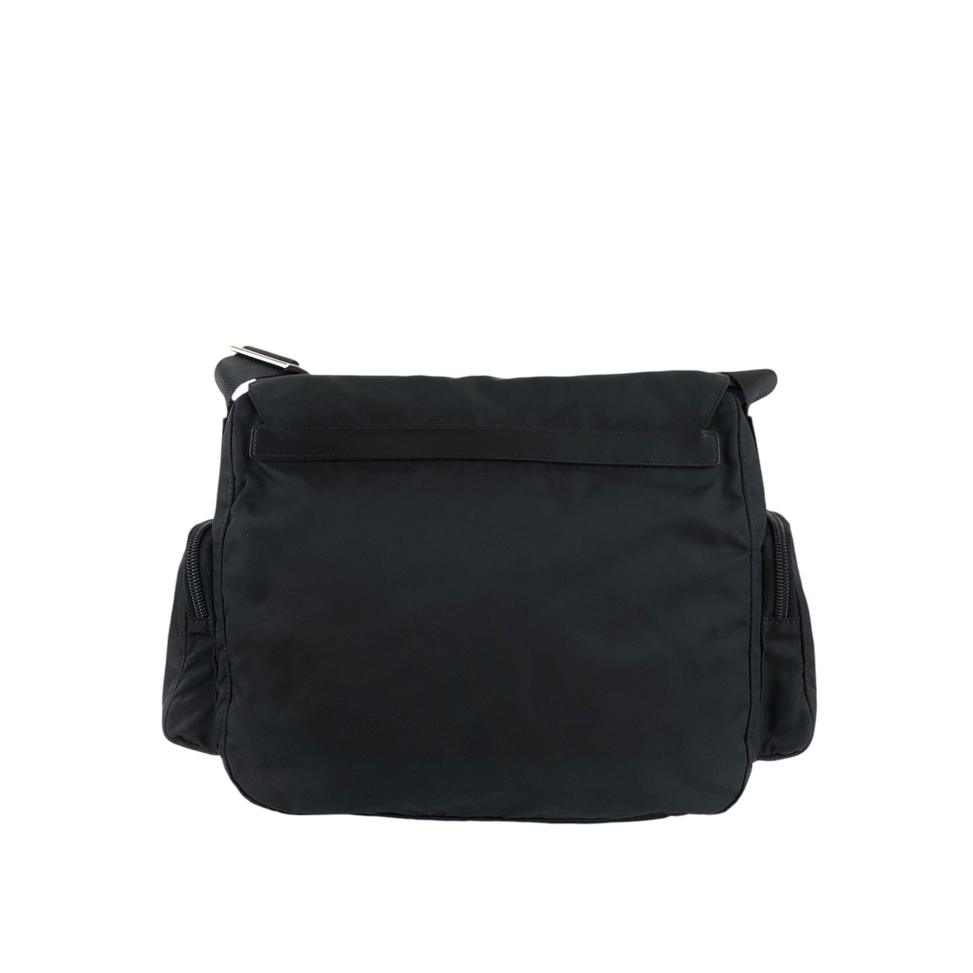 PRADA Triangle Logo Double Pocket Shoulder bag Black Vintage